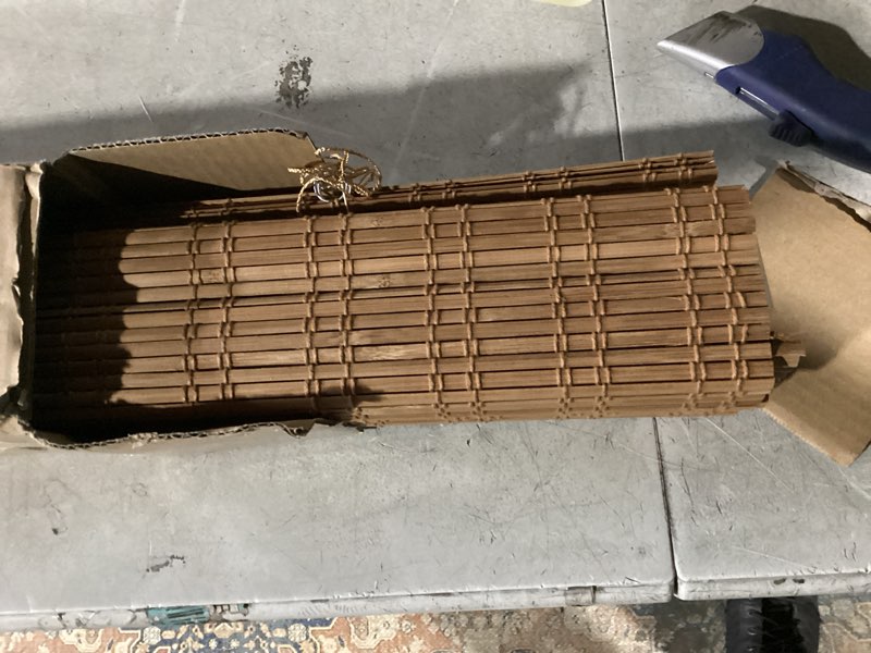 Condition photo showing Good Condition for lazblinds no tools no drill cordless bamboo roman shades, light filtering window treatment, roll up bamboo blinds for window 32'' w x 64'' h, ceylon light russet