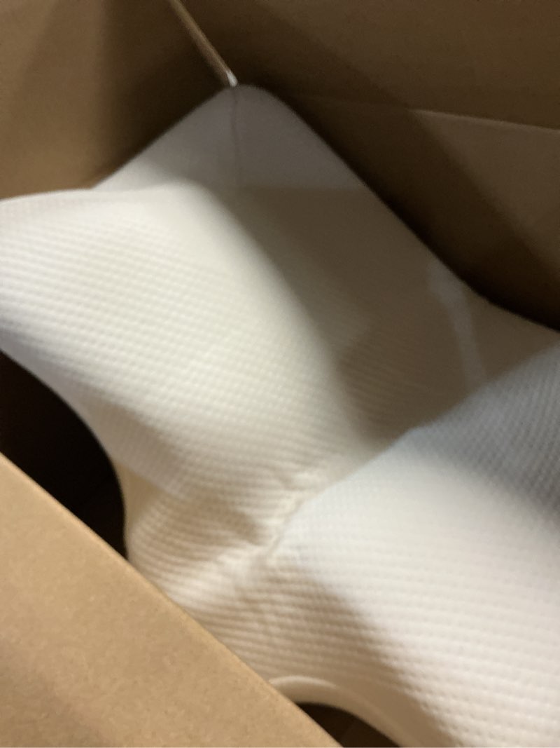Condition photo showing As Is for osteo cervical pillow for neck pain relief, hollow design odorless memory foam pillows with cooling case, adjustable orthopedic bed pillow for sleeping, support for side back sleepers queen(25.5*16.5*5.2/4.1 inches) white