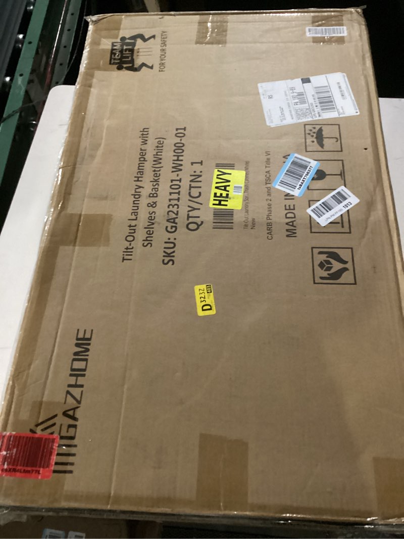 Condition photo showing New/Like New for GAZHOME Tilt Out Laundry Hamper Cabinet with Laundry Baskets Hamper,Bathroom Storage Cabinet Laundry Cabinet with Adjustable Shelves,10 Gallon Tilt Out Trash Cabinet(White)