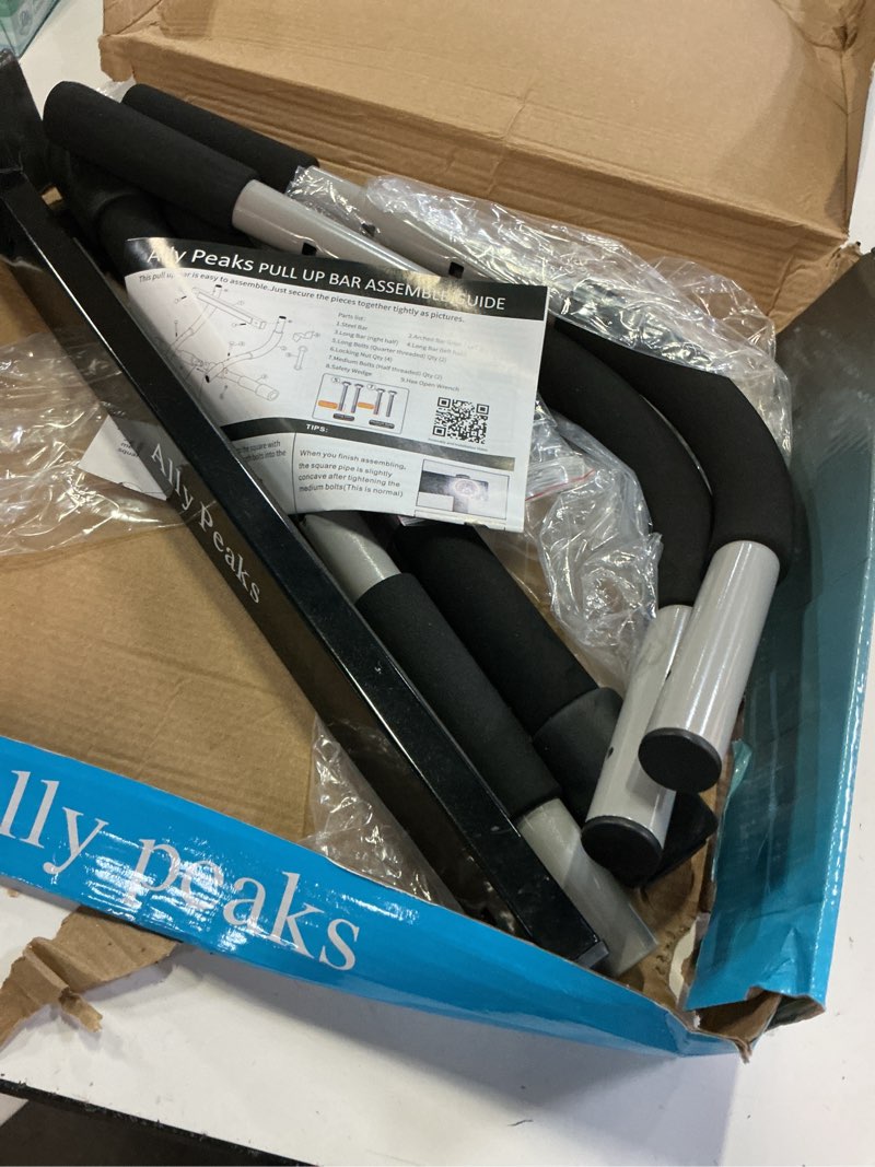 Condition photo showing As Is for ally peaks pull up bar for doorway | thickened steel max limit 440 lbs upper body fitness workout bar| multi-grip strength for doorway | indoor chin-up bar fitness trainer for home gym portable silver2