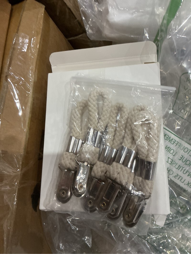 Condition photo showing New/Like New for 6Pcs Kitchen Towel Clips, Metal Clips for Hanging with Braided Cotton Loop, Kitchen Hand Towel Holder Hook for Home Bathroom Cupboards Cloth Hanger Holder Beige