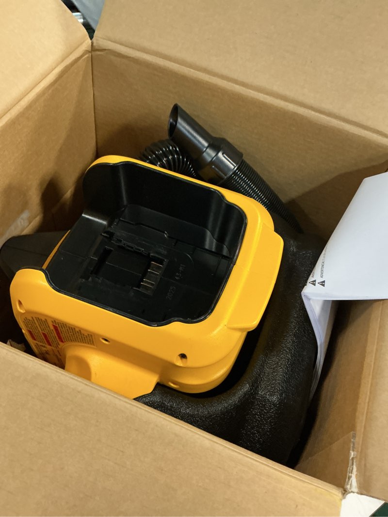 Condition photo showing As Is for dewalt 20v max cordless shop vac, wet dry vacuum cleaner, portable 2 gallon wet dry vac, strong suction shop vacuum with hepa filter, tool only (dcv580h)
