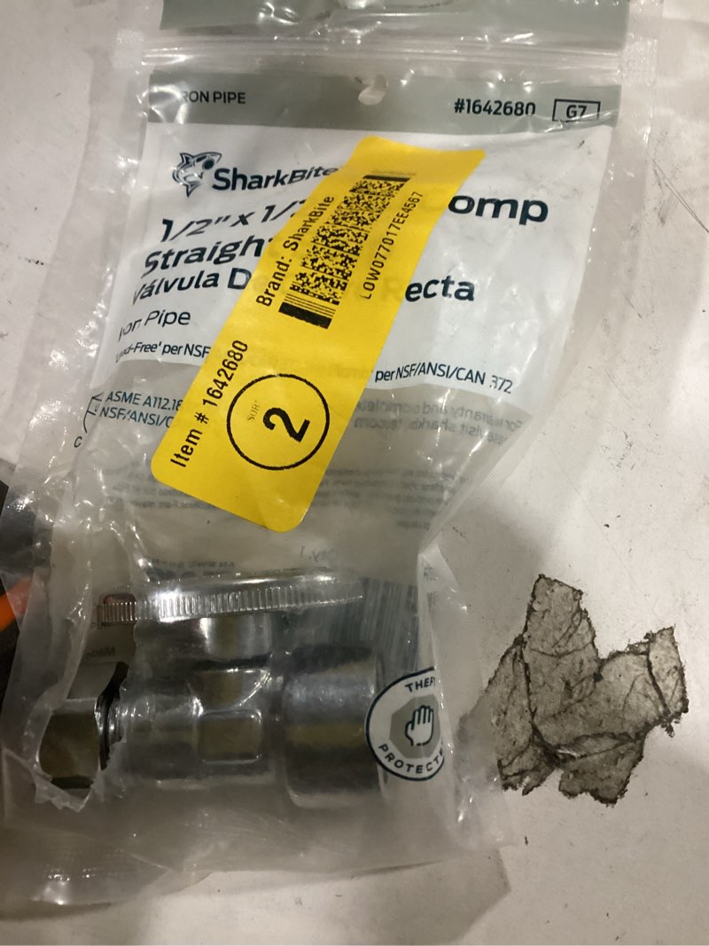 Condition photo showing As Is for  SharkBite 1/2-in FIP x 1/2-in OD Compression Brass Quarter turn Stop Straight valve