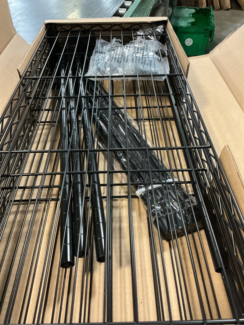 Condition photo showing Good Condition for bestoffice | 4-tier wire storage shelves | 36x14x54 | black | with adjustable racks | heavy-duty metal shelf, holds upto 1000 lbs | no-tool assembly | ideal for home & garage shelving black 36"d x 14"w x 54"h