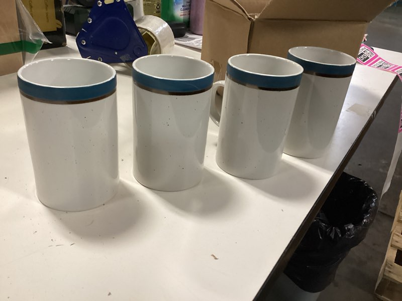 Condition photo showing New/Like New for pfaltzgraff 4pc cups ezra blue
