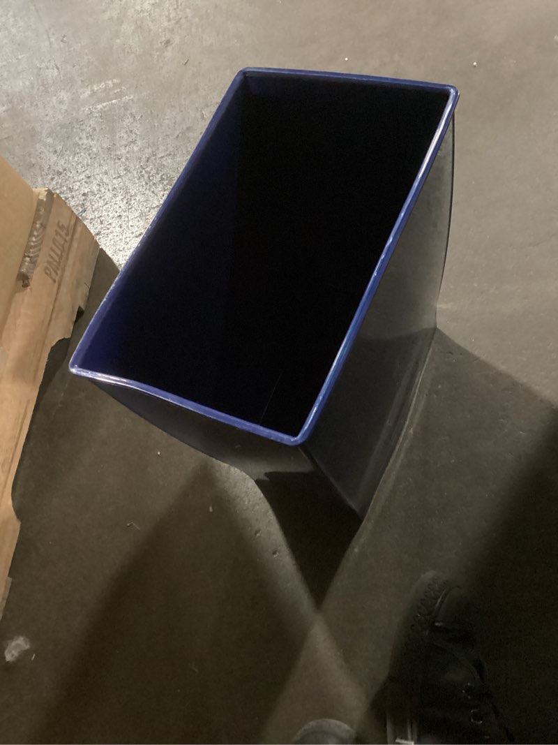 Condition photo showing Good Condition for idesign small plastic bathroom trash can, slim rectangle garbage bin for bedroom, office, dorm, navy blue navy pack of 1