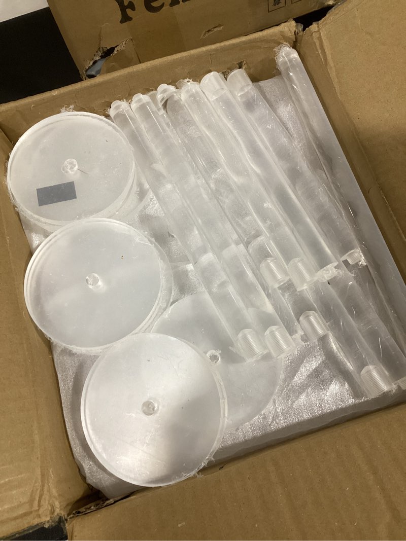 Condition photo showing As Is for Vincidern 12pcs Taper Candle Holder Acrylic Candlestick Holder Clear Set for Table Centerpiece, Long Candle Stick Candle Stand Cylinder Shade for Wedding Party Dining Room Decor Clear-12pcs (Fat)