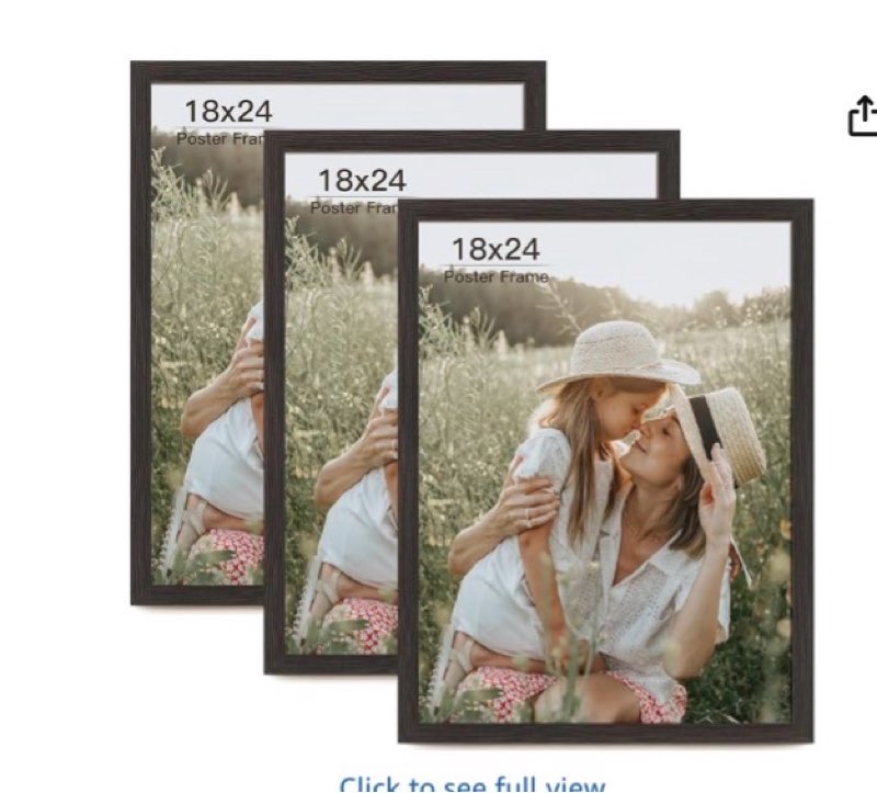 18x24 Frame Set of 3, Natural Wood Grain 18x24 Poster Frame for Gallery Wall Mounting (3 Pack,brown ) 18x24 - 3 pack brown 