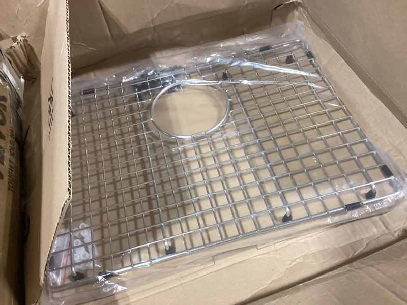 Condition photo showing Good Condition for 23’’ x 13’’ stainless steel sink grid, sink protectors for kitchen sink, sink protector with rear drain for single sink bowl, sink bottom grid, similiar productsink grate for bottom with sink strainer 23''x13''/rear drain