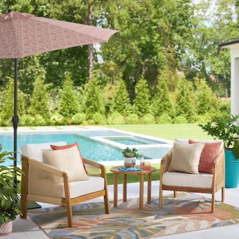 origin 21 pinecrest 3-piece patio conversation set with ivory white cushions