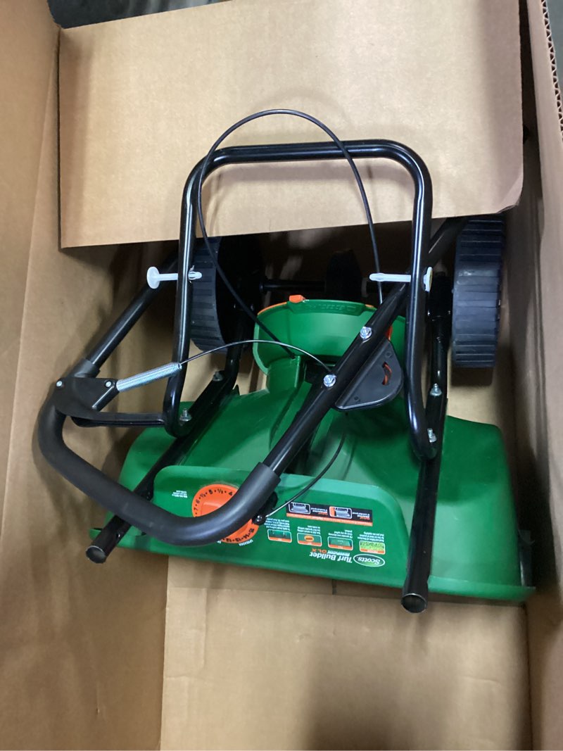 Condition photo showing Good Condition for Scotts Turf Builder EdgeGuard Mini Broadcast Spreader for Seed, Weed and Feed, Fertilizer, Salt, Ice Melt, Push Spreader Holds up to 5,000 sq.ft. Product