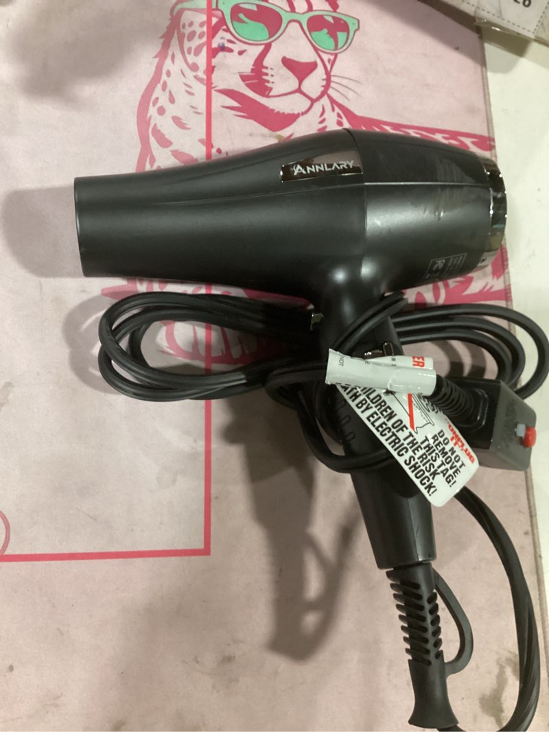 Condition photo showing As Is for annlary ionic hair dryer with diffuser, blow dryer, professional 1875w powerful ac motor hairdryer with 8.2ft cord for women & men, fast-drying blow dryer with nozzle for home, salon