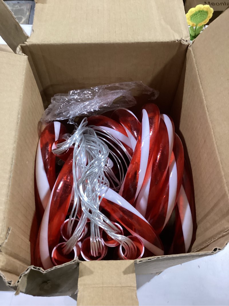 Condition photo showing As Is for Brightown 28" Candy Cane Lights with Stakes, 10 Packs Large Christmas Pathway Lights Outdoor, Candy Cane Lights Outdoor Pathway Christmas Decorations for Yard Lawn Garden Walkway Sidewalk