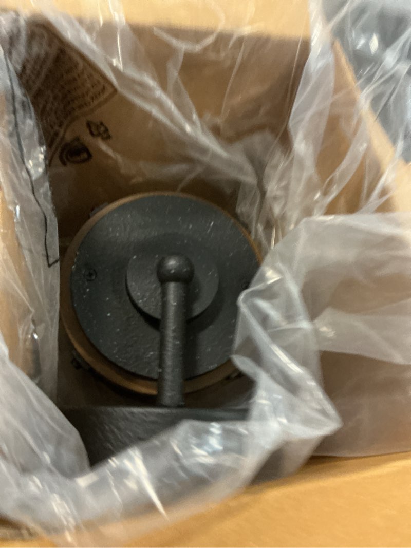 Condition photo showing As Is for kichler barrington 1 -light 10-in h distressed black hardwired outdoor wall light