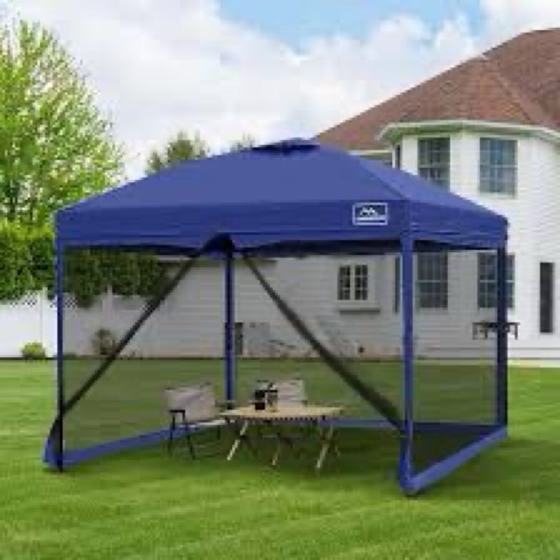 kampkeeper outdoor 10x10ft pop up canopy tent with mesh side walls,4 sandbags?navy?