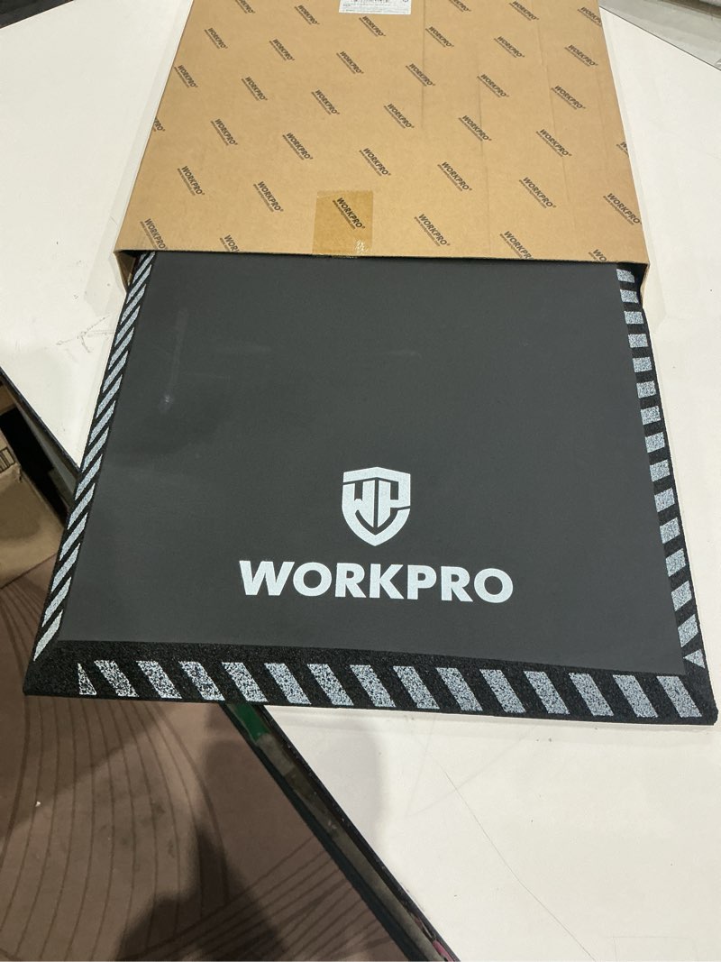Condition photo showing Good Condition for workpro extra thick kneeling pad, soft foam knee cushioning, extra large foam kneeler mat for auto-repair, gardening, workout supplies, 28 x 16 x 1.2in, black