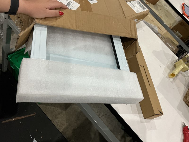 Condition photo showing Good Condition for dog door for sliding glass door, adjustable height 75 3/5" to 80", aluminum frame sliding door dog door insert, suitable for large dogs up to 75 lbs(large,white) white large