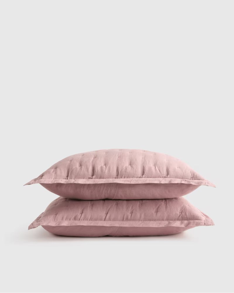quince european linen dream sham set of 2 standard/dusty mauve