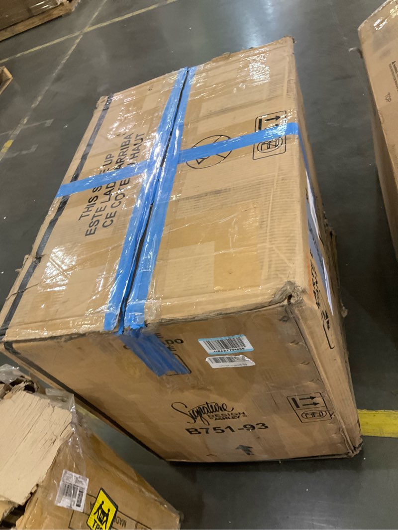 Condition photo showing As Is for Signature Design by Ashley Lodenbay Casual 3 Drawer Night Stand with USB Charging Ports, Antique Gray Dark Brown & Gray 3 Drawers