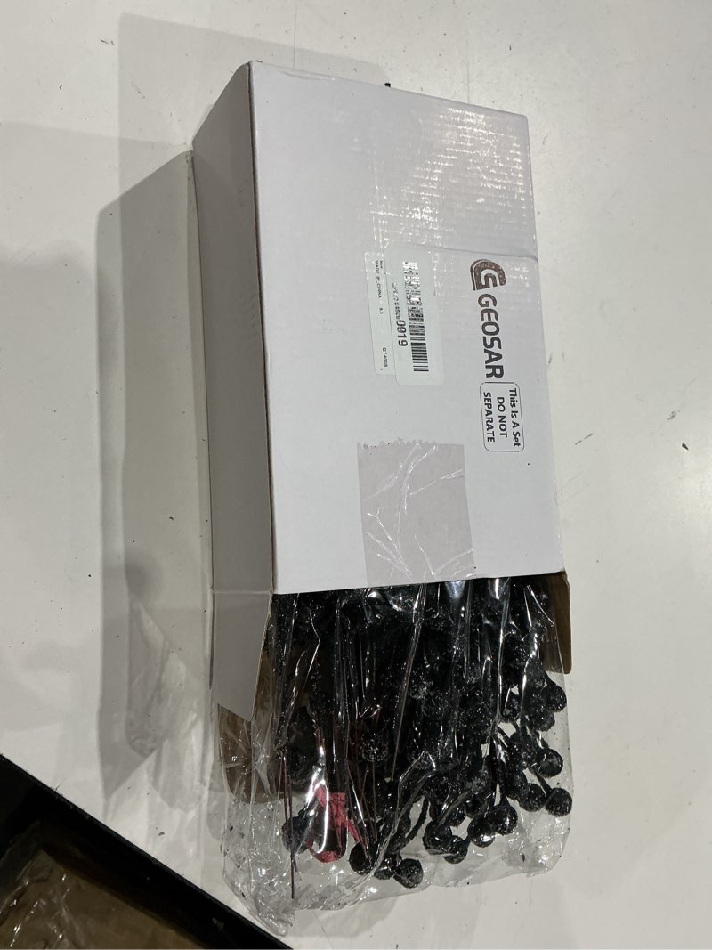 Condition photo showing Good Condition for geosar 30 pieces artificial christmas berry picks with snowflake glitter holly berry stems for christmas tree ornaments vases diy crafts wedding party holiday decor(black)