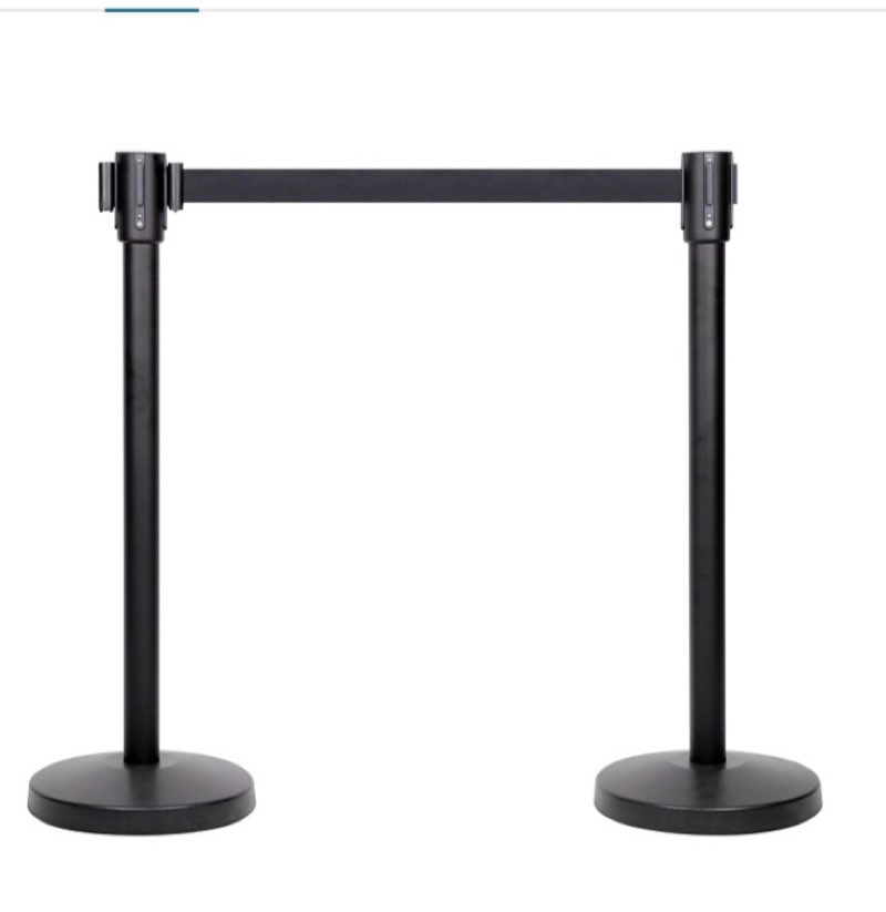 amazon basics premium crowd control stanchions with easy assembly, 6.5 foot sturdy retractable belts