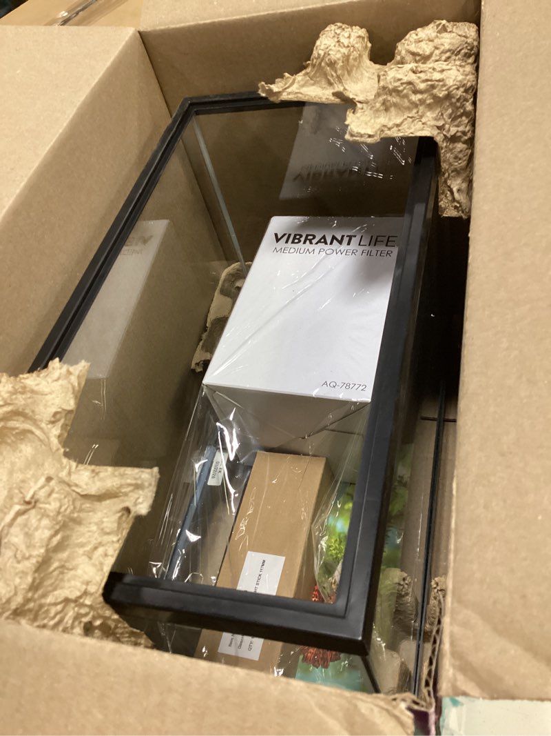 Condition photo showing Good Condition for vibrant life 5 gallon aquarium starter kit with blue & white led lights