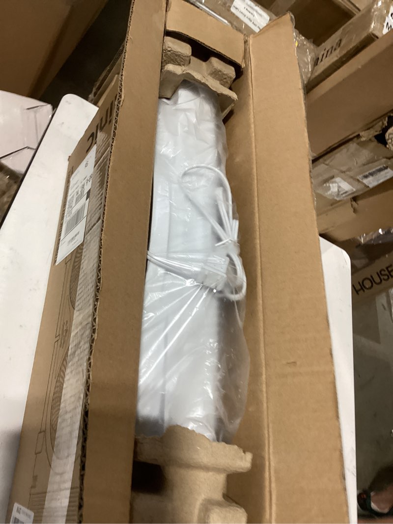 Condition photo showing As Is for shinic window fan with reversible airflow quiet, twin 9" blades, full remote control, 3 functions-3 speeds, bathroom kitchen window exhaust fan, width adjustable (from 23.8" to 37") etl certified window fan with foam seal strip white