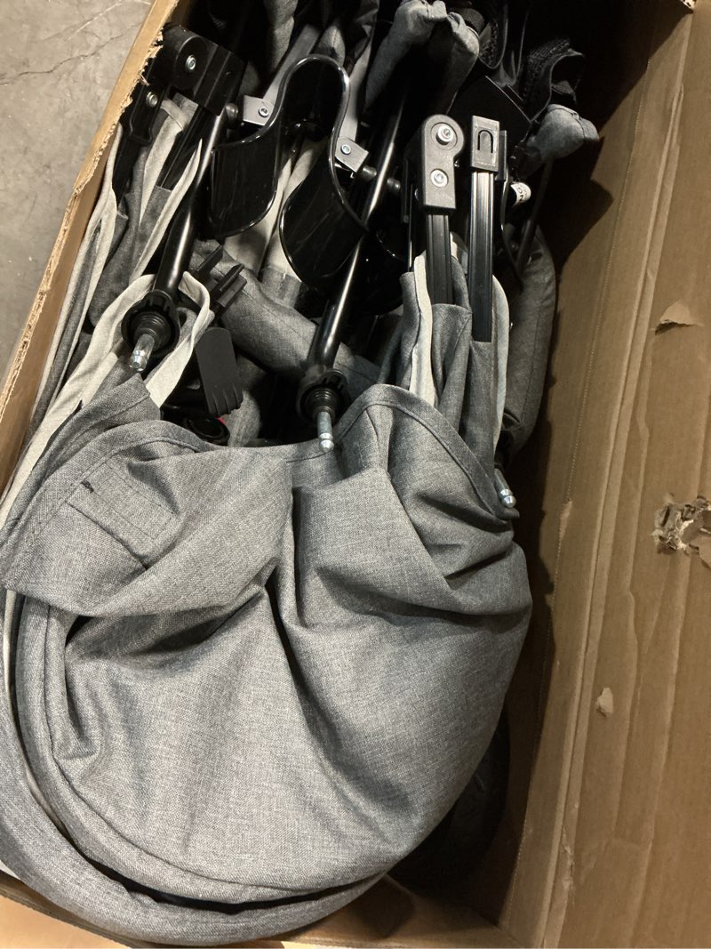 Condition photo showing Good Condition for dream on me volgo twin baby stroller, lightweight side-by-side double umbrella stroller with adjustable canopy, 5-point harness, storage basket & travel-friendly fold – dark and light grey gray