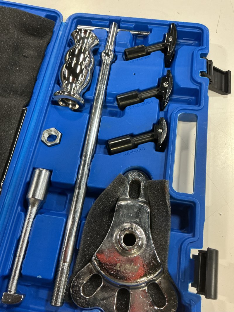 Condition photo showing Good Condition for orion motor tech rear axle bearing puller tool kit and slide hammer set, axle seal and bearing remover set with slide hammer yoke and 3 rear axle puller adapters, 1-1/4" to 2-7/8" ids puller adapter and hammer set