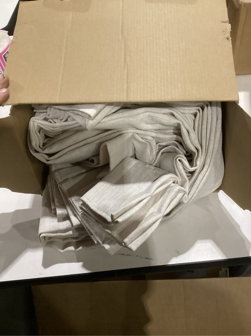 Condition photo showing As Is for miulee pinch pleated thick linen curtains 96 inches 4 panels set ivory cream back tab memory trained pinch pleat semi sheer light filtering privacy curtains window drapes for living room bedroom birch birch 40"w x 96"l (pack of 4)