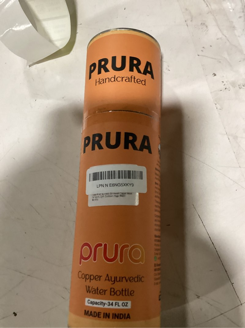 Condition photo showing New/Like New for pure printed copper water bottle - leak proof ayurvedic drinkware copper vessel for sports, gym, outdoors, yoga, health benefits 32.1 ounces design 33
