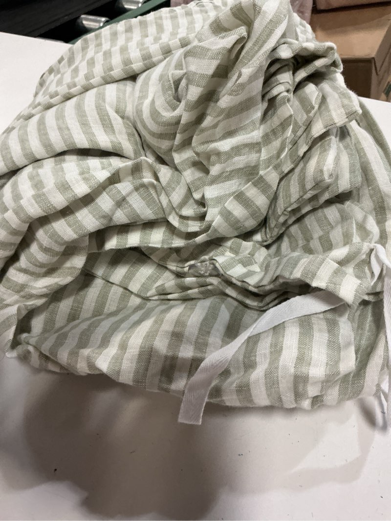 Condition photo showing As Is for fern green pembroke stripe linen blend pillowcase (pair)(quince)