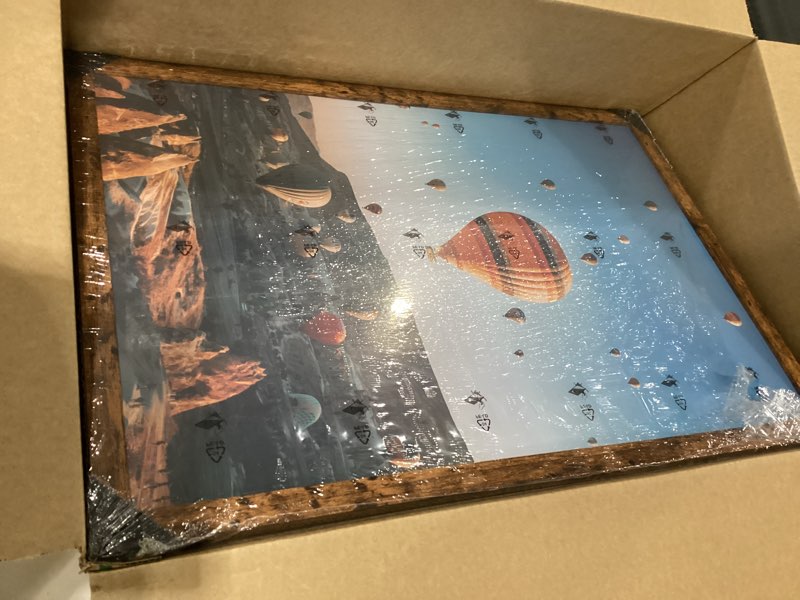 Condition photo showing New/Like New for 16x24 Picture Frame for Wall Hanging, Wood 16 x 24 Frame 40x60 cm Poster Photo Frame for Wall Horizontally or Vertically, Deep Brown, 1 Pack 1 16x24 inch