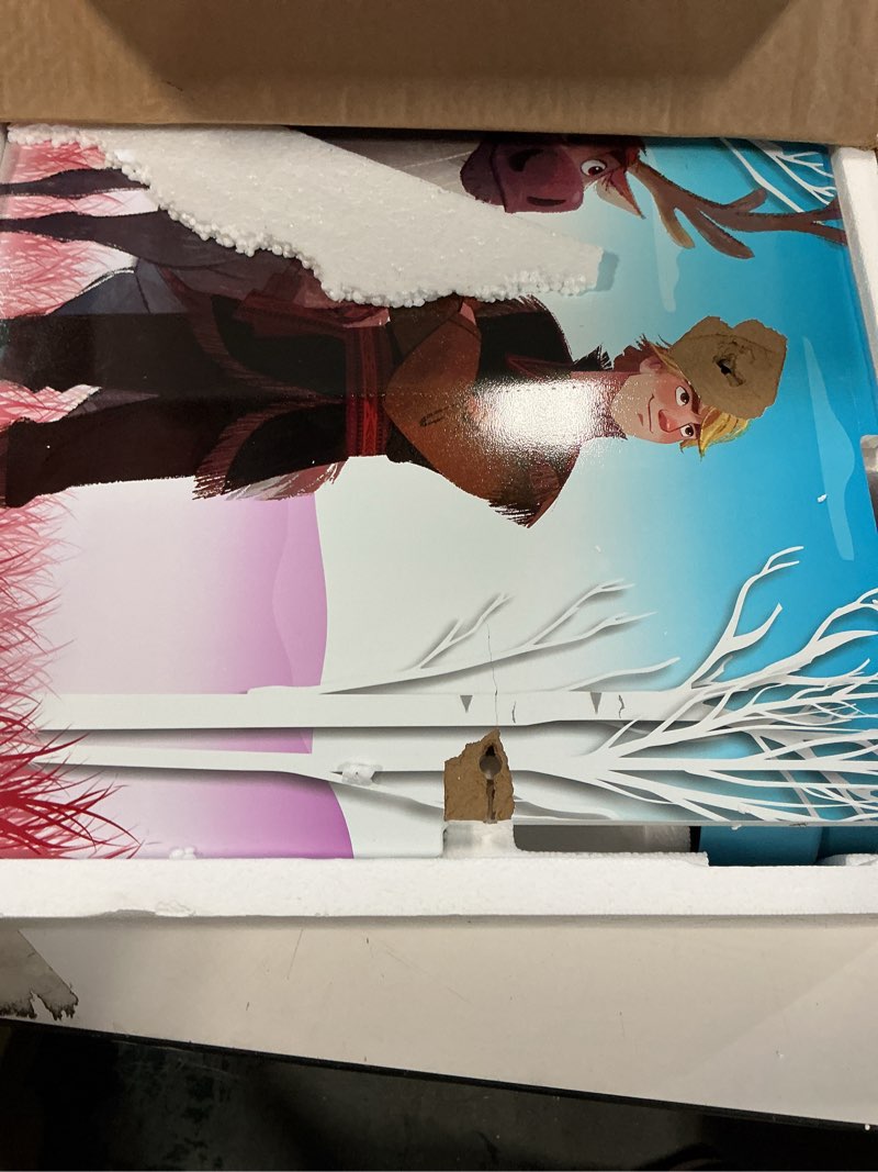 Condition photo showing As Is for Delta Children Chair Desk with Storage Bin, Disney Frozen II Cup Holders|Arm Rest, Engineered Wood