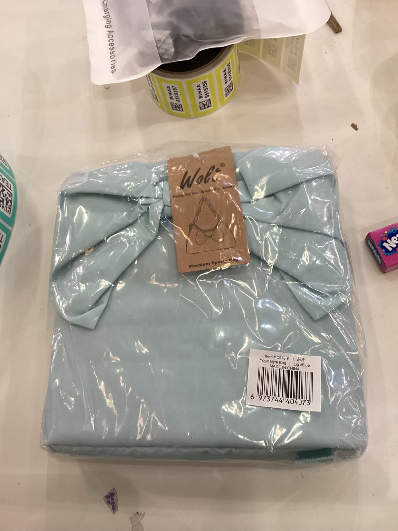 Condition photo showing New/Like New for WOLT Gym Bag For Women, Yoga Mat Bag with Shoes Compartment, Wet Pocket and Water Bottle Pocket Lightblue