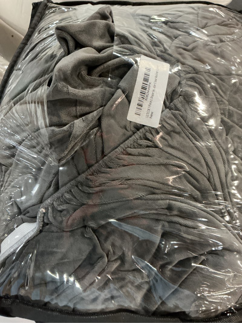 Condition photo showing Good Condition for ulticor 7-piece sectional sofa covers, velvet stretch reclining couch covers for reclining l shape sofa, thick, soft, washable (dark grey, 5 seat recliner cover) l shape 5 seat recliner cover dark grey