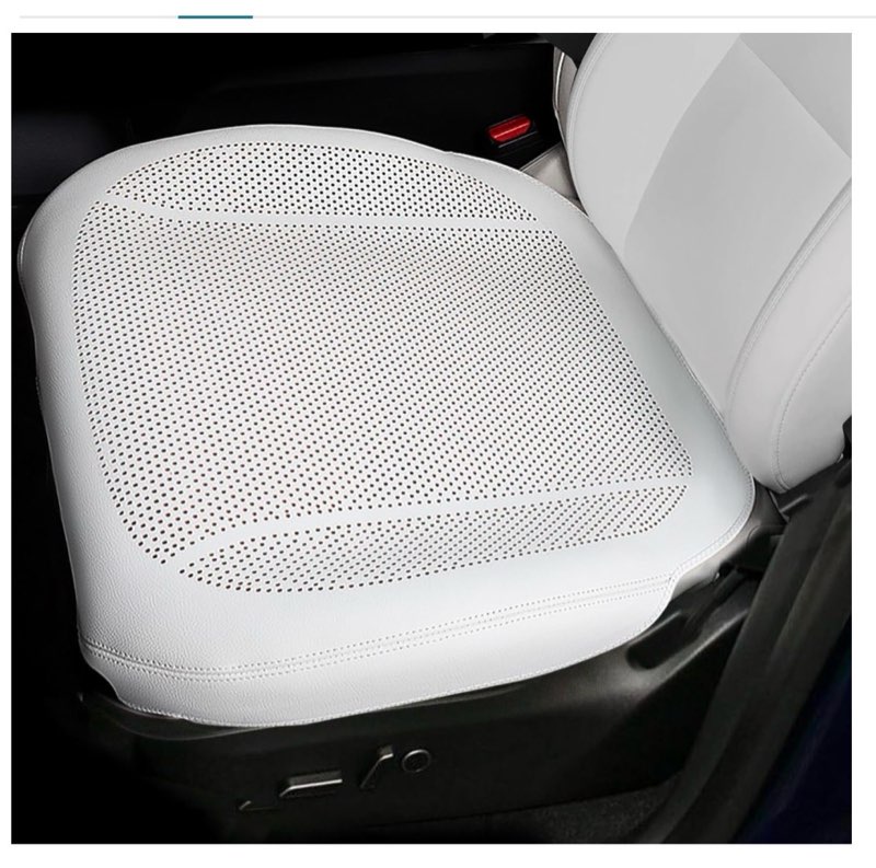 nappa leather car front seat cover for 2025 2026 tesla model y/3 highland/juniper breathable perforated all-season universal bottom seat protectors for tesla accessories, white