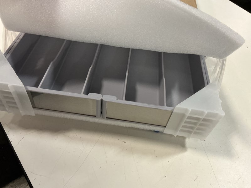 Condition photo showing Good Condition for heavy duty stainless steel frame silverware organizer with plastic body, extra large silverware drawer organizer, 9 slot expandable kitchen drawer organizer, 8 non-slip feet included, bpa free, gray