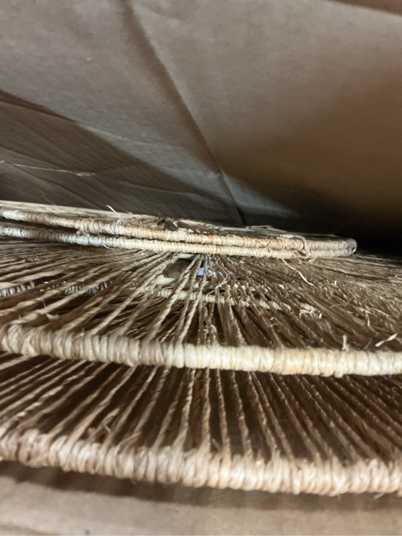 Condition photo showing Good Condition for chi an home wicker 23 inch jute wall decor baskets, set of 6 extra large woven jute wall plates, 23",21",15",13",12,10", decorative baskets for wall arts, wall hanging for bedroom, living room, office set of 6 - extra large