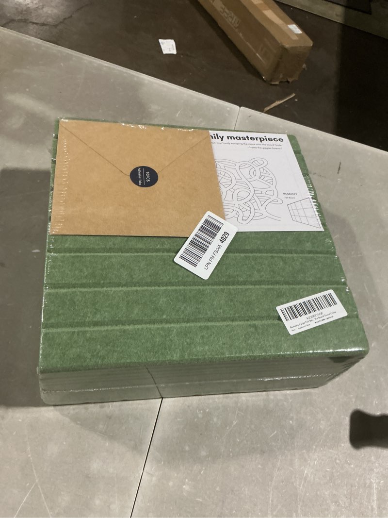 Condition photo showing New/Like New for bumusty large cork board alternative-48 x 36" felt bulletin board tiles, with 30 pushpins, 70 adhesive tabs, 12-pack slat wall paneling, cork boards for office push pin board felt board-moss green moss green fine-stripe 12-pack