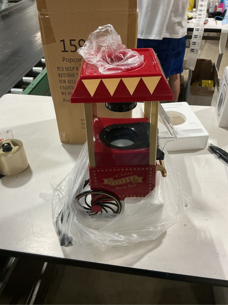Condition photo showing Good Condition for fixturedisplays® mini popcorn machine carriage shape tabletop popcorn maker 9" l x 7" w x 15 1/2" h 15914