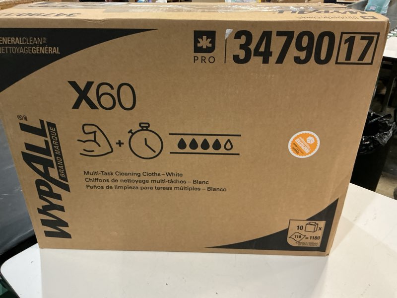 Condition photo showing New/Like New for kimberly-clark professional wipers wypall x60 pop-up box, 9 1/10" x 16 4/5", box of 118