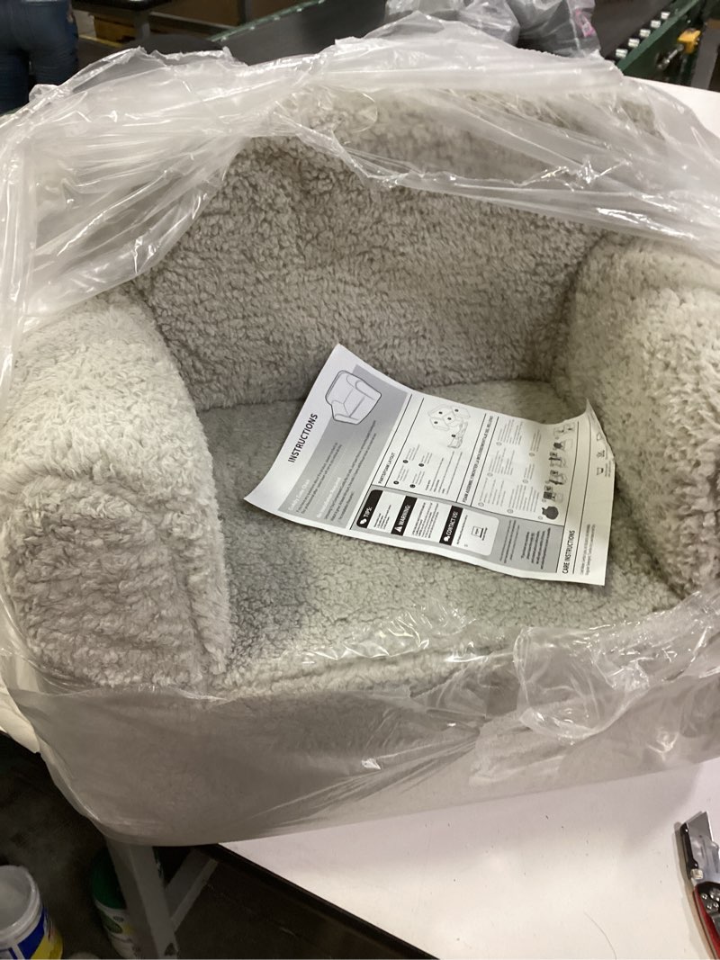 Condition photo showing Good Condition for Kids Snuggly-Soft Sherpa Chair, Cuddly Toddler Foam Chair for Boys and Girls, Light Grey