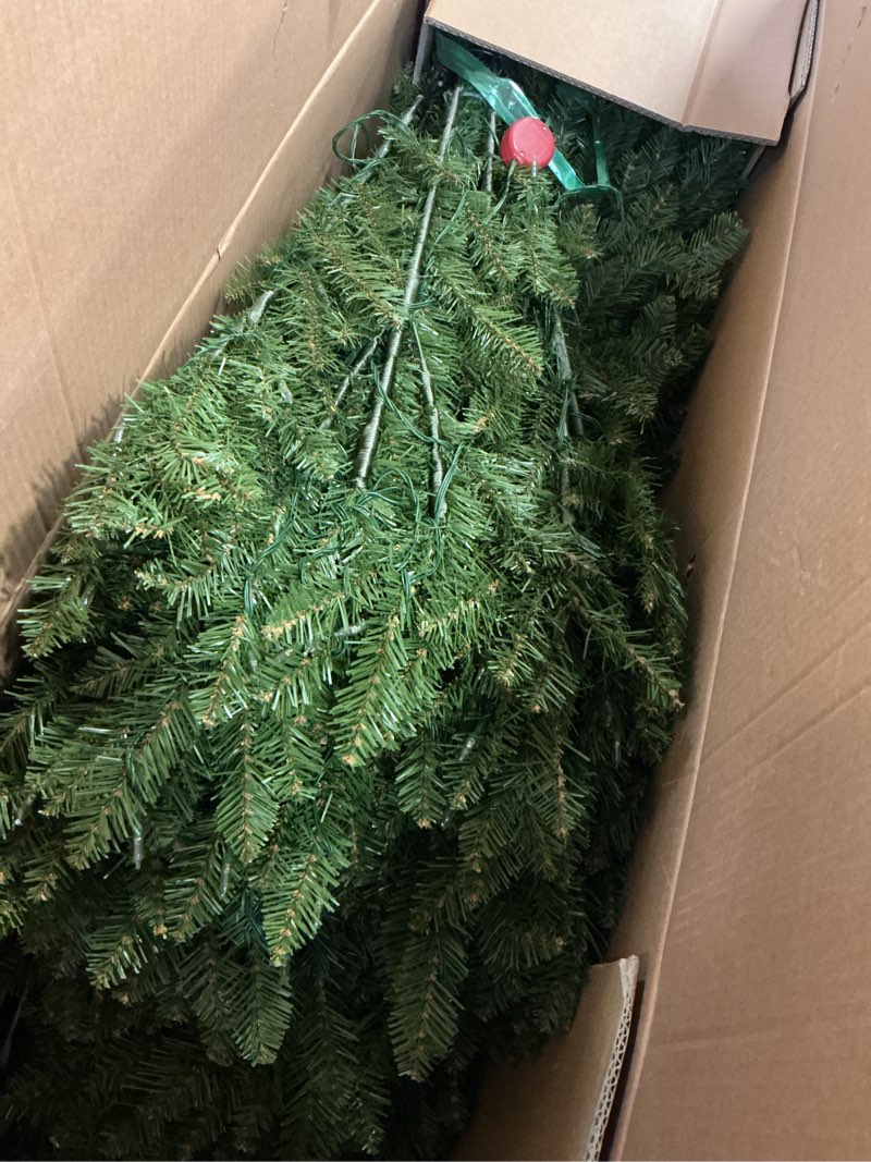 Condition photo showing Good Condition for National Tree Company 7.5 ft Pre-Lit Dunhill Fir Artificial Christmas Tree, 700 LED Lights, 2,514 Tips, Foot Pedal, 10 Light Functions, Includes Stand, Green