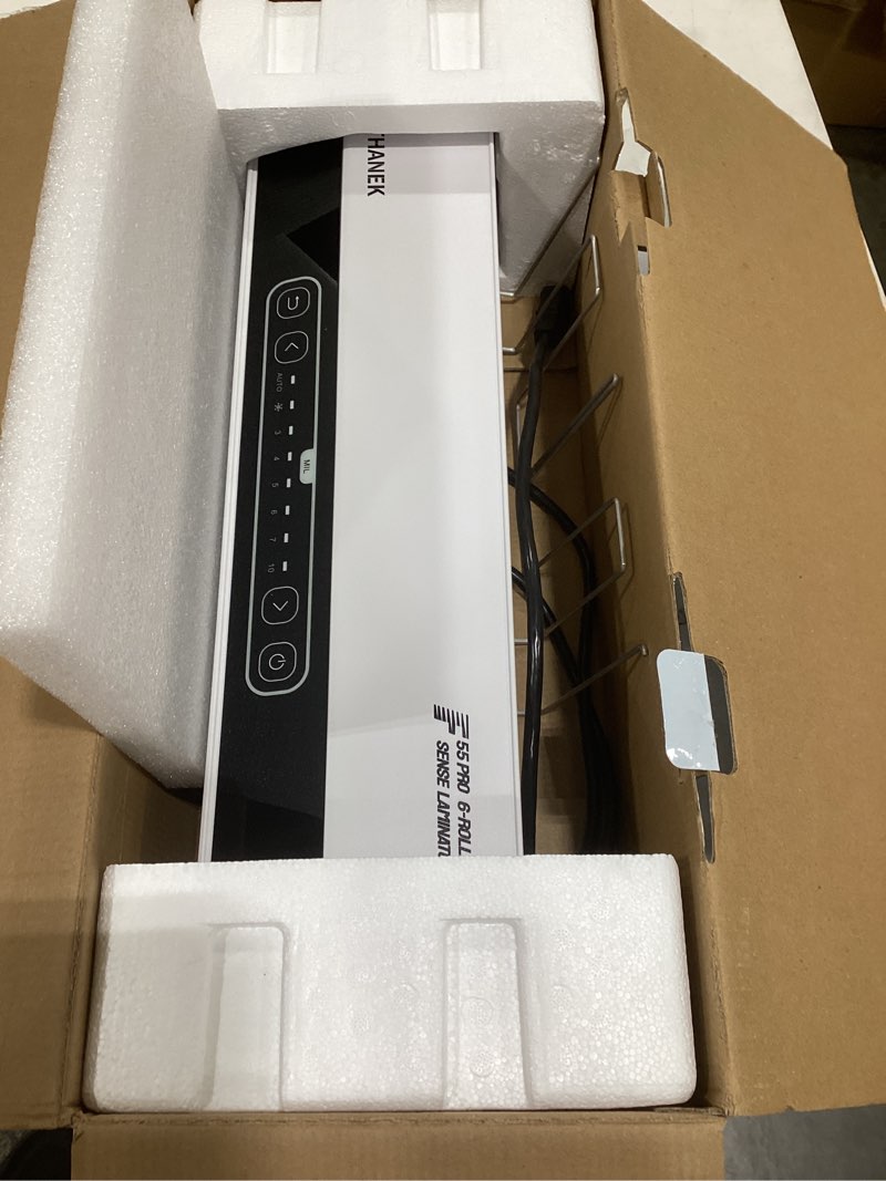 Condition photo showing As Is for f55 pro 6 roller 13" professional laminator machine with auto-sensing technology, handles 3-10mil thick pouches, 1-minute warm-up, jam-proof system with auto reverse, for office & school use (white)