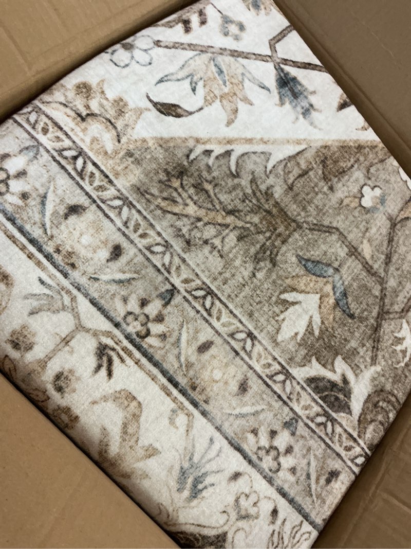 Condition photo showing Good Condition for Tortania Area Rug Living Room Rugs - 9x12 Washable Boho Rug Vintage Oriental Distressed Farmhouse Large Thin Indoor Carpet for Living Room Bedroom Under Dining Table Home Office - Brown 9' x 12' Brown