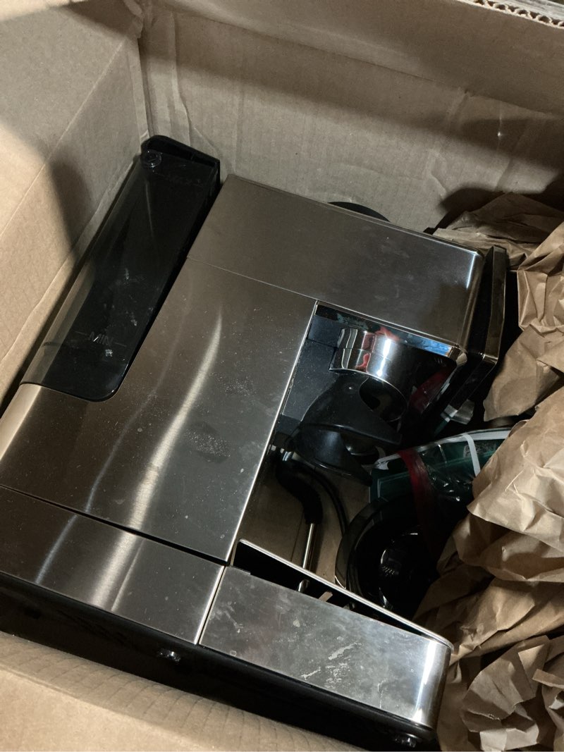 Condition photo showing As Is for casabrews marenza semi-auto espresso coffee machine with built-in grinder, professional coffee maker with milk frother steam wand, barista-quality cappuccino latte machine with lcd display