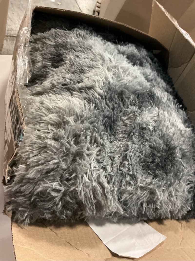 Condition photo showing As Is for 6x9 Ft Large Shag Rugs for Living Room Decor, Tie-Dyed Ultra Soft Fluffy Furry Area Rugs for Bedroom Indoor Floor, Aesthetic Carpet for Kids Home (Dark Grey) Dark Grey 6' x 9' (Rectangular)