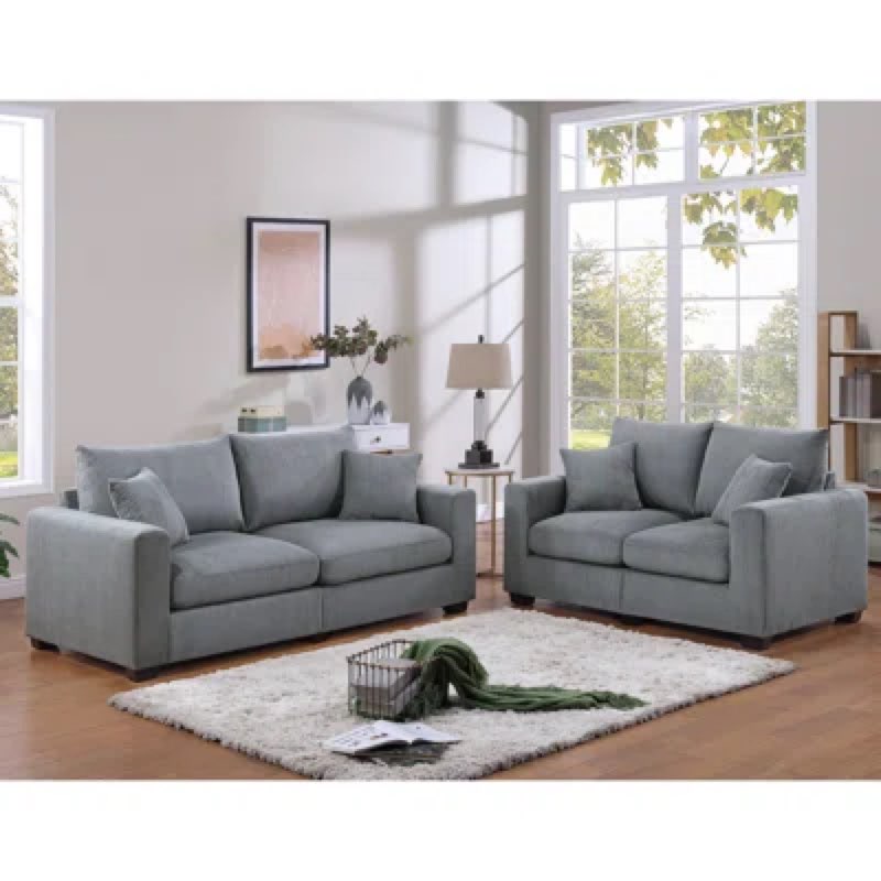 ((Incomplete))iVANKY 2-Seat Corduroy Living Room Set Fabric: Gray Corduroy