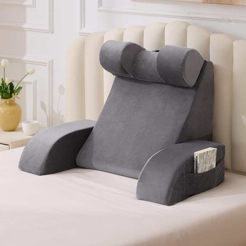 Velorose Reading Pillow for Sitting in Bed Adult, Back Pillow for Bed Sitting up, Backrest Pillow wi